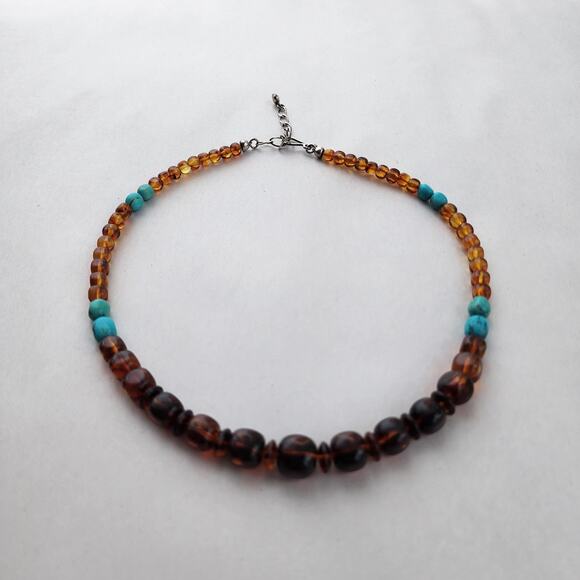 Jay King Mine Finds Amber Sterling Silver 925 Turquoise Necklace New 18" - Picture 2 of 8